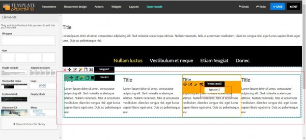 Adding the top row of modules to the Joomla Template we are making